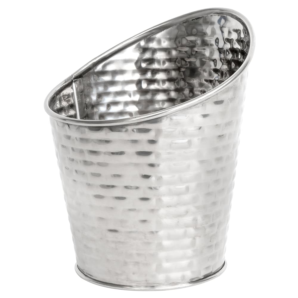 Tablecraft GTSS375 10 oz Round Brickhouse Collection Fry Cup - 3 3/4" x 4 7/8", Stainless