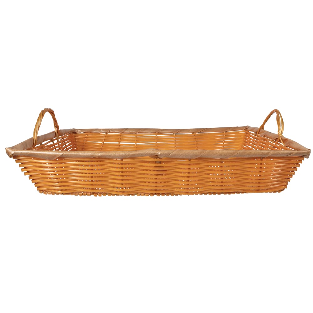 080-PWBN16B Oblong Woven Basket w/ Handle, 16 x 11 x 3", Poly, Natural