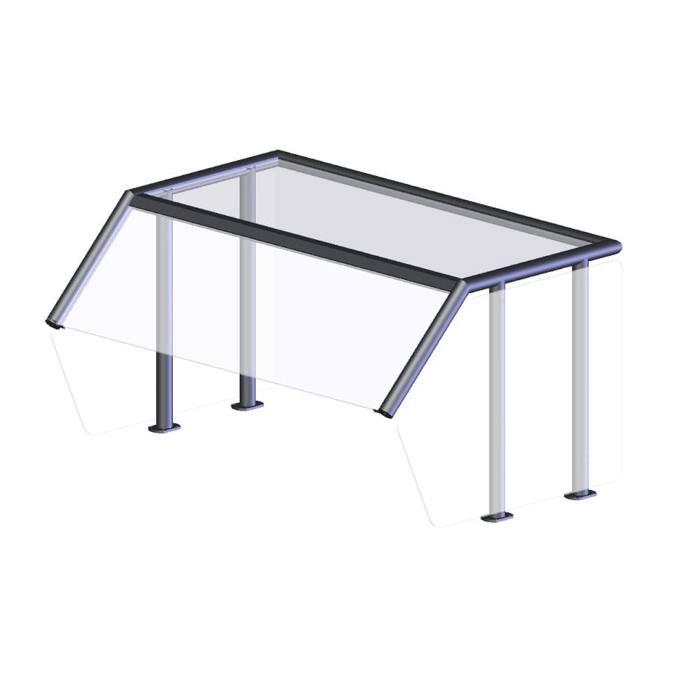 175-N89283 Breath Guard with Top Shelf for Single-Sided 5-Well Buffet - Glass/Aluminum