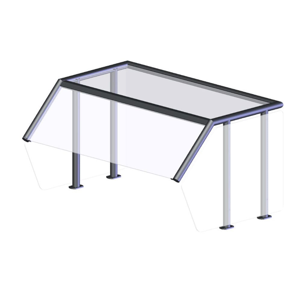 175-N89282 Breath Guard with Top Shelf for Single-Sided 4-Well Buffet - Glass/Aluminum
