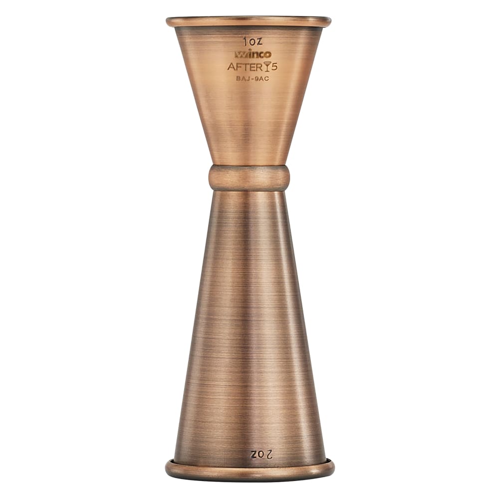 080-BAJ9AC Double Jigger - 1 & 2 oz, Stainless Steel, Antique Copper Finish