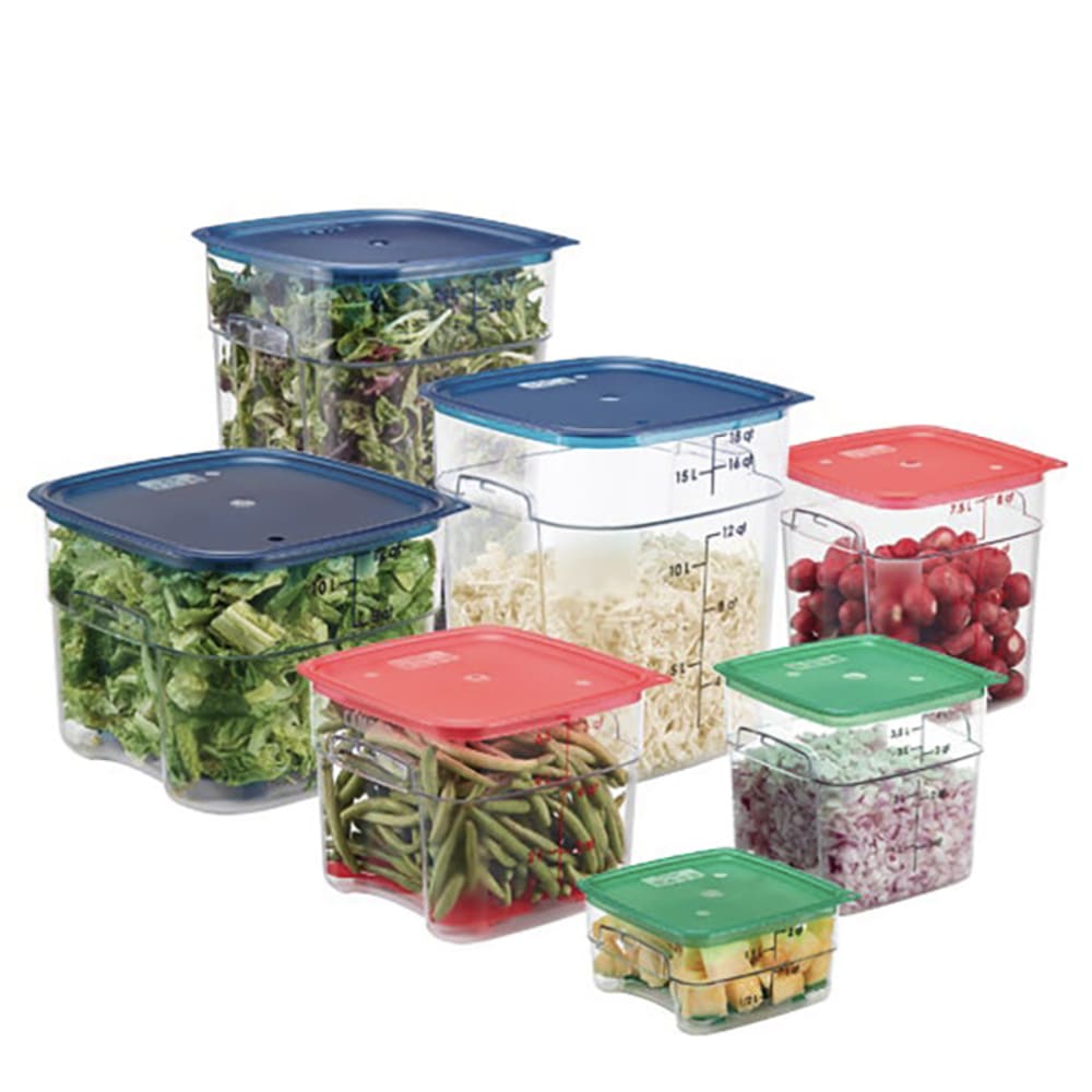 Choice 12, 18, and 22 Qt. Blue Square Polypropylene Food Storage Container  Lid