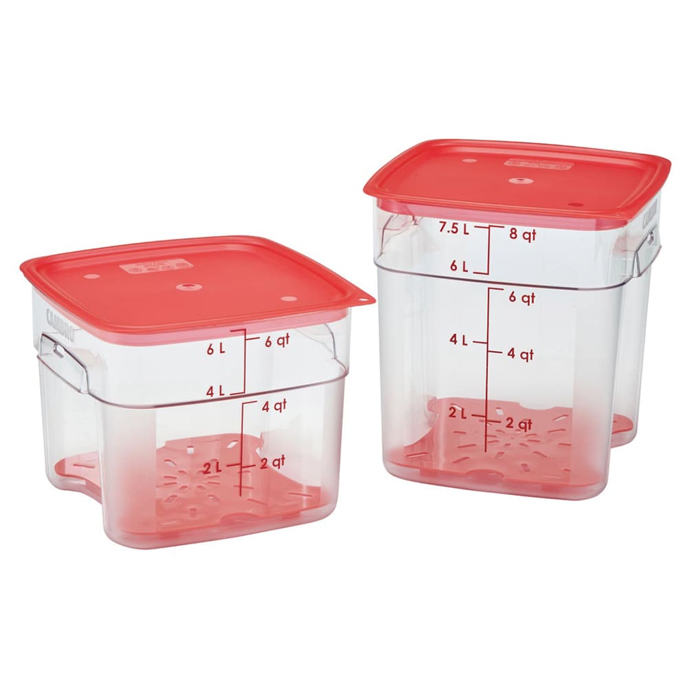 Food Storage Container 8 Qt, with Lid, Polycarbonate, Red