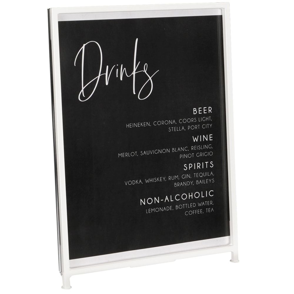 151-126415 Tabletop Sign Holder - 8 1/2" x 11", Acrylic/White Iron Frame