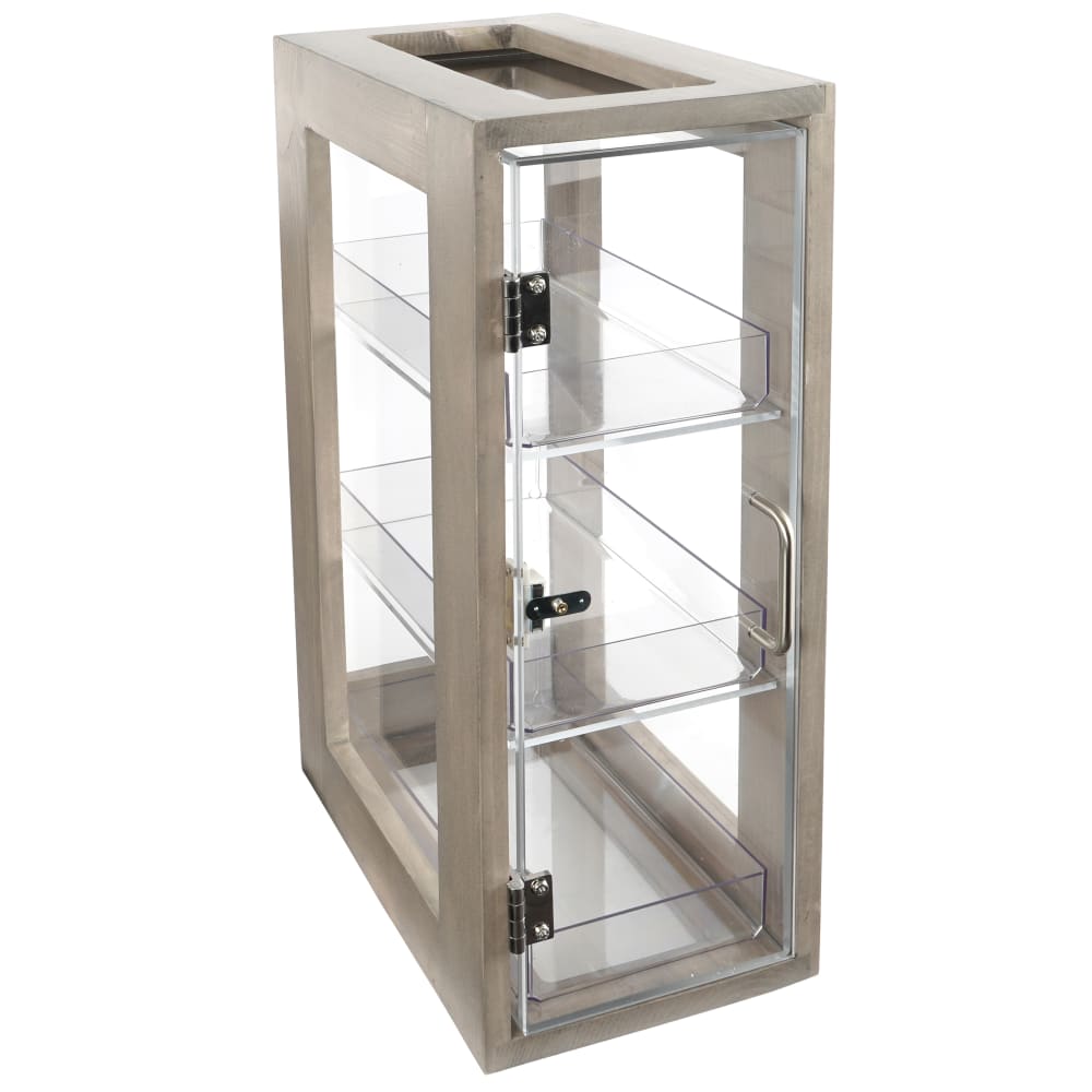 Cal-Mil 1204-110 3 Tier Self Serve Pastry Display Case - 8"W x 13"D x 20 1/2"H, Pine Wood/ Clear Acrylic