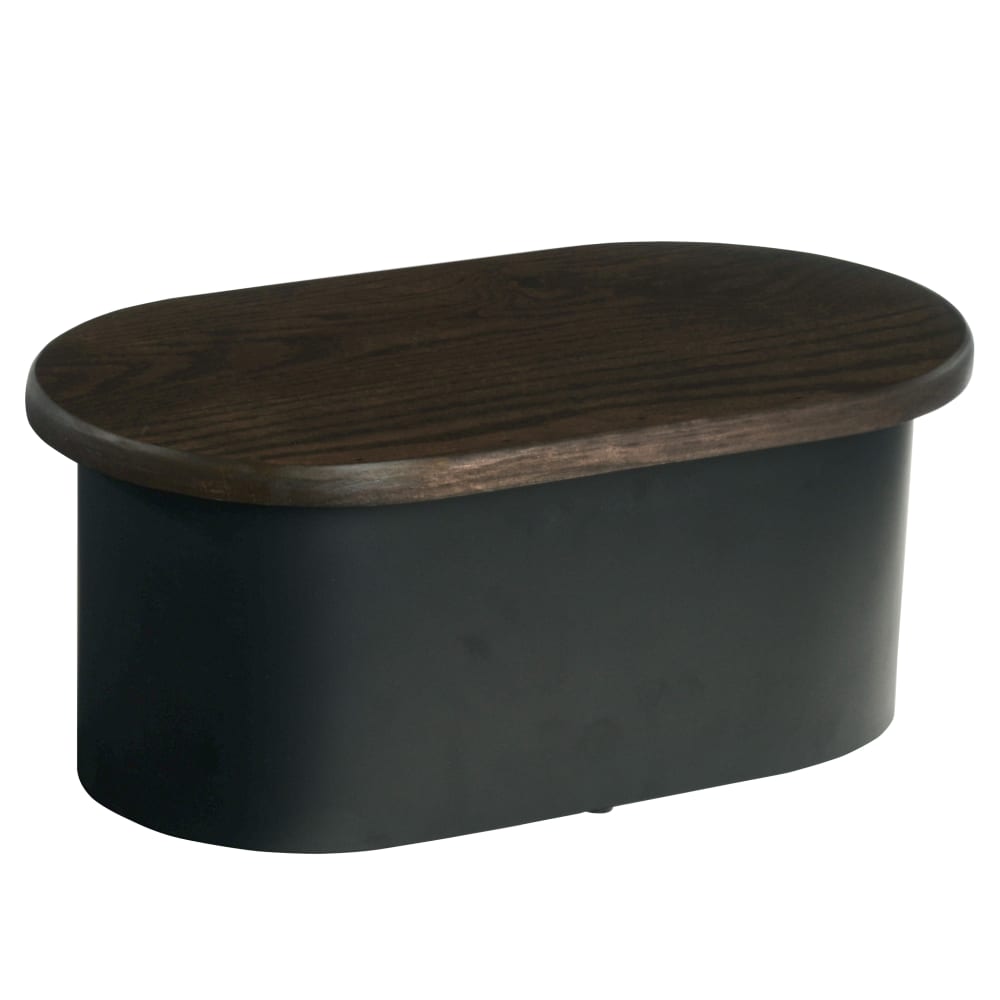 151-224117112 Oval Display Riser - 18" x 10" x 7", Dark Stained Oak Wood/Black Met...