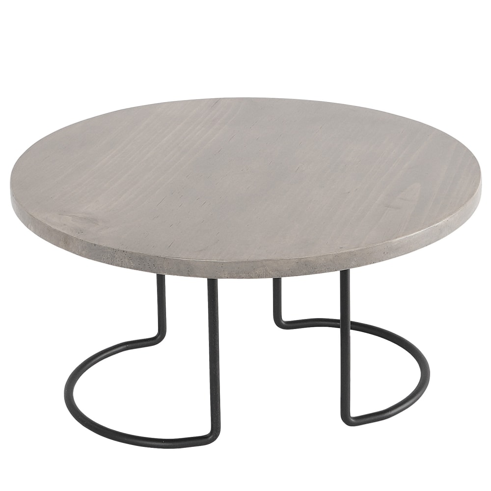 151-224346110 12" Round Display Riser - 6 1/2"H, Gray Washed Oak/Wire Frame
