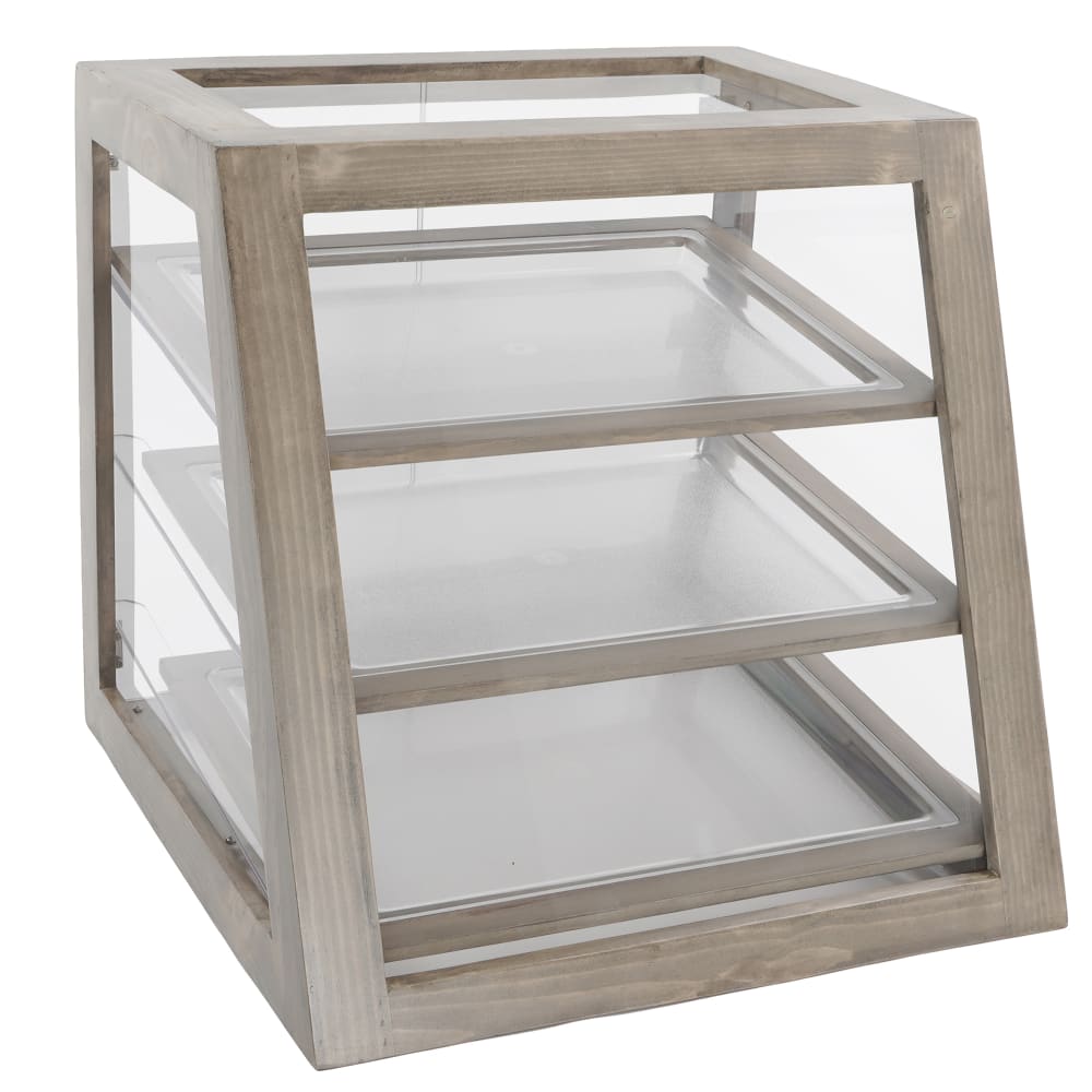 151-3432S110 3 Slanted Tier Self Service Pastry Display Case - 21"W x 21 1/2"D x 21 1/2...