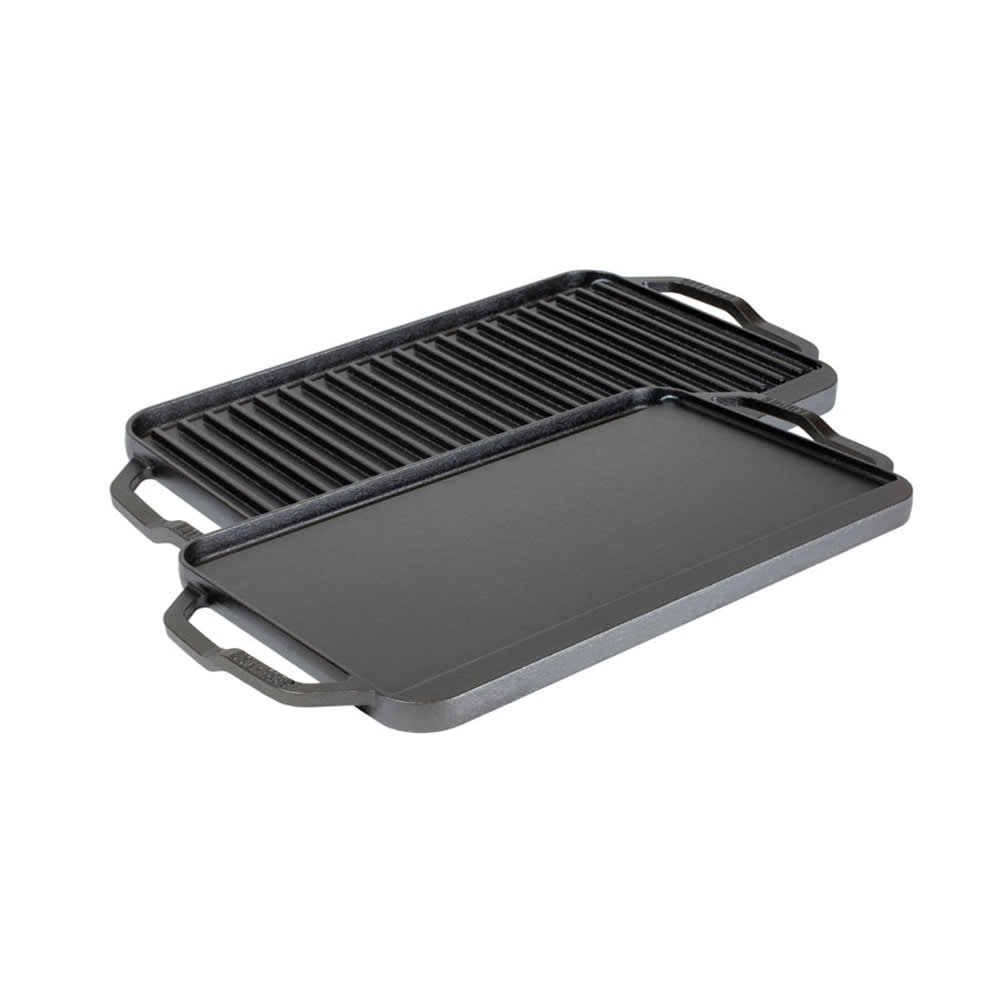 Lodge LCDRG Rectangular Grill/Griddle Pan w/ Handles - 19 1/2" x 10", Cast Iron