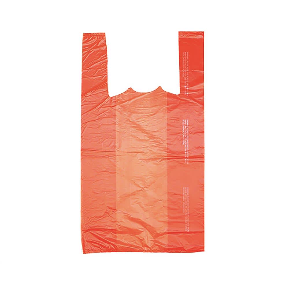 909-CT1621O Plastronic® T-Shirt Bag w/ Handle - 21"L x 10"W x 6" SG, 0.6 mil HDPE,...