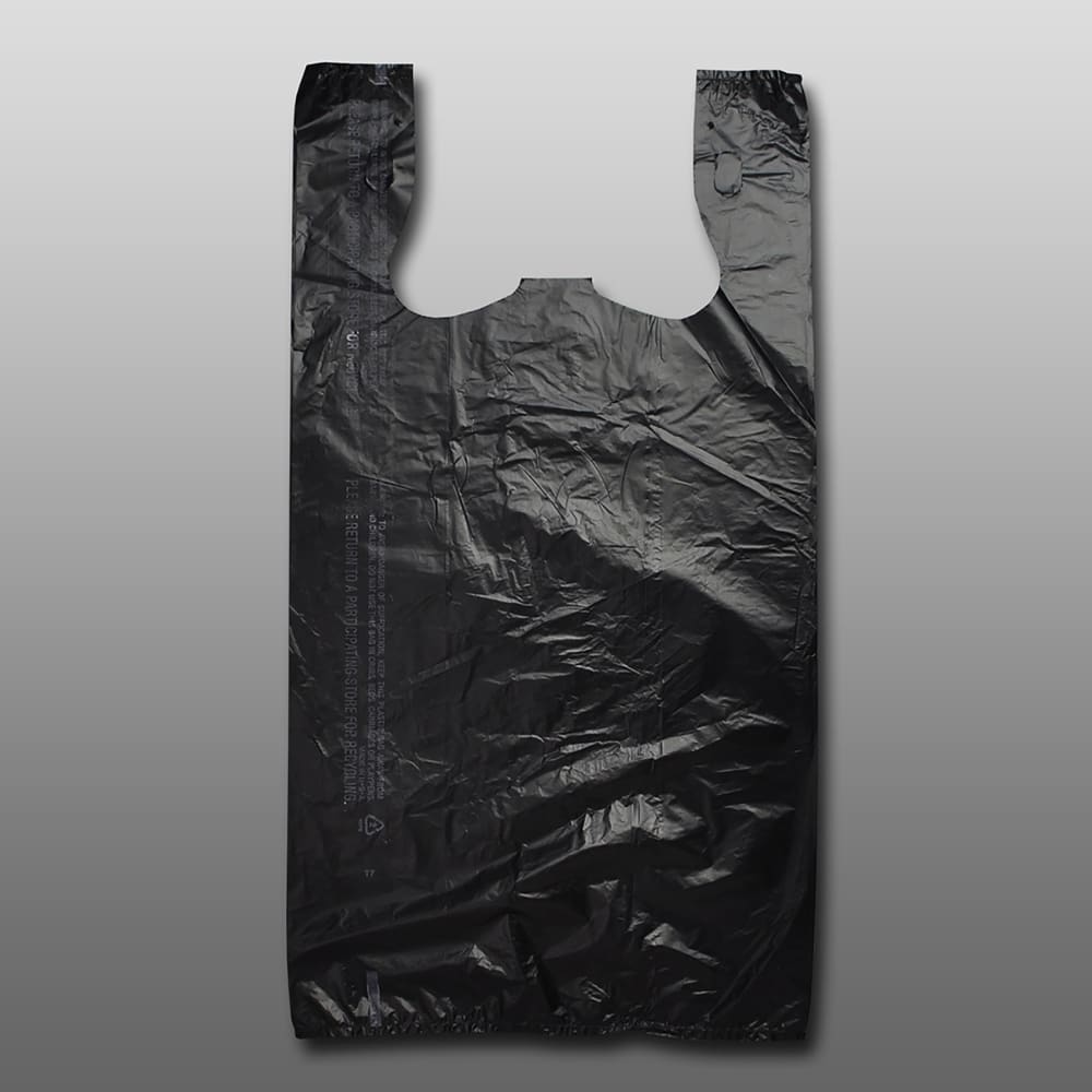 909-CT1923B6 Economy Snap-Eze™ T-Shirt Bag - 21 1/2"L x 11 1/2"W, 0.55 mil HDPE, Black