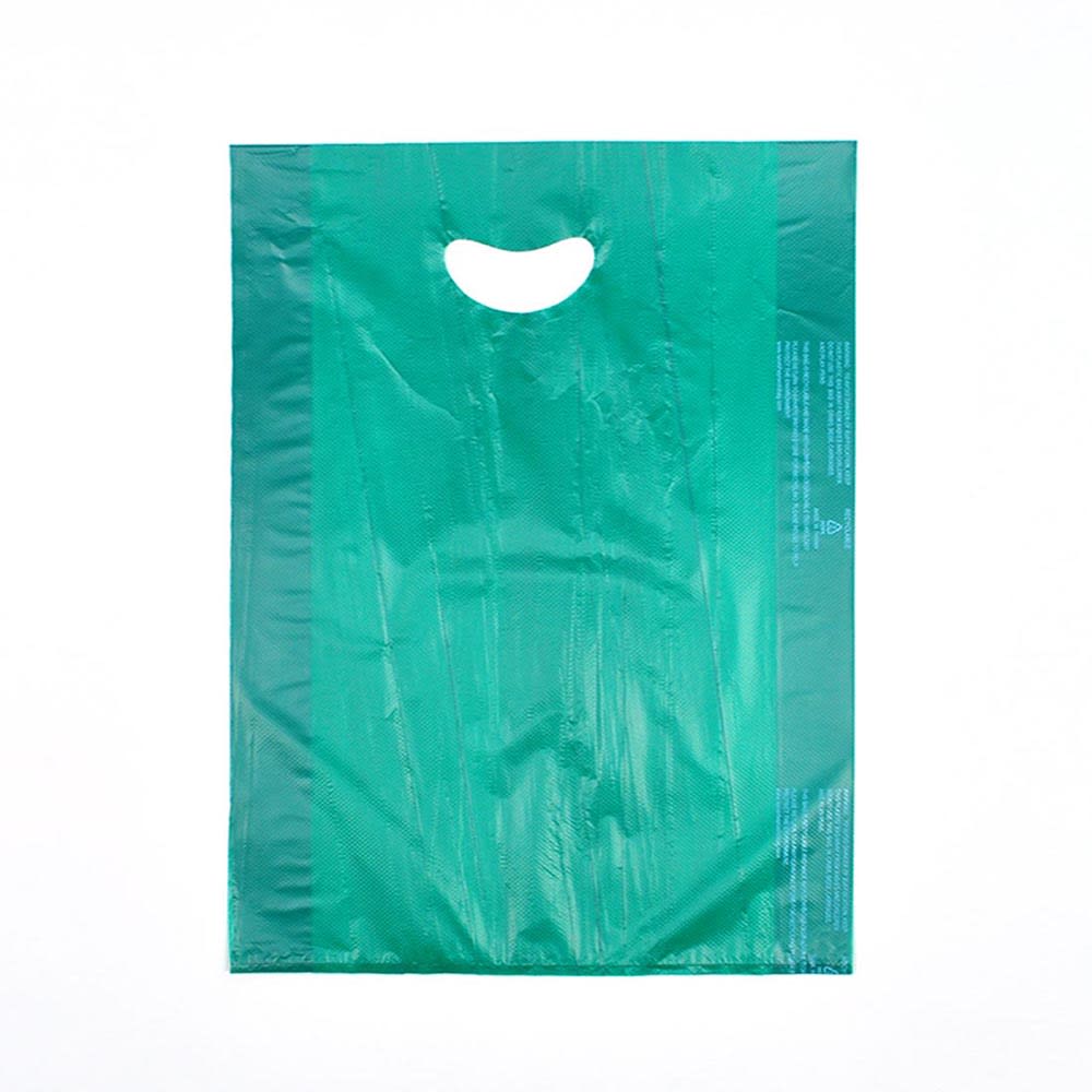 909-CH18TG Merchandise Bag w/ Handle - 12" x 18", 0.7 mil HDPE, Teal Green