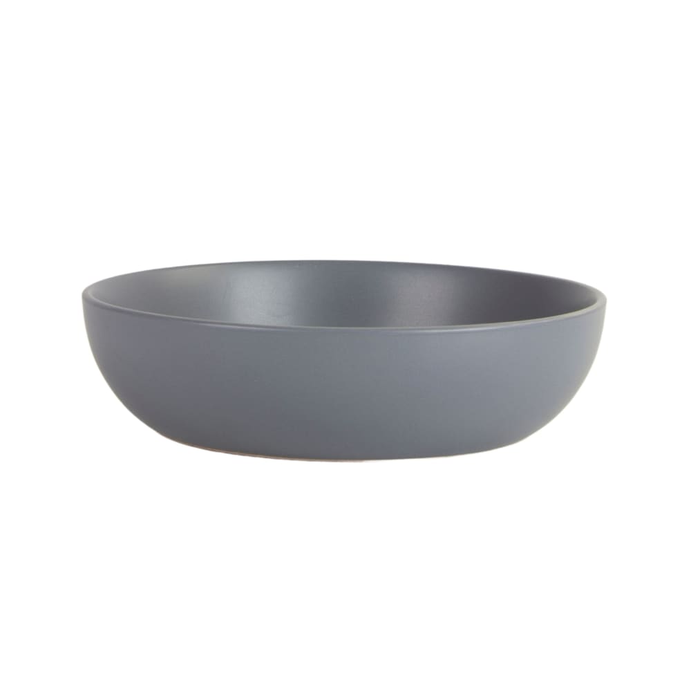 861-WM6CHAR 48 oz Round Wazee Matte Serving Bowl - Stoneware, Charcoal