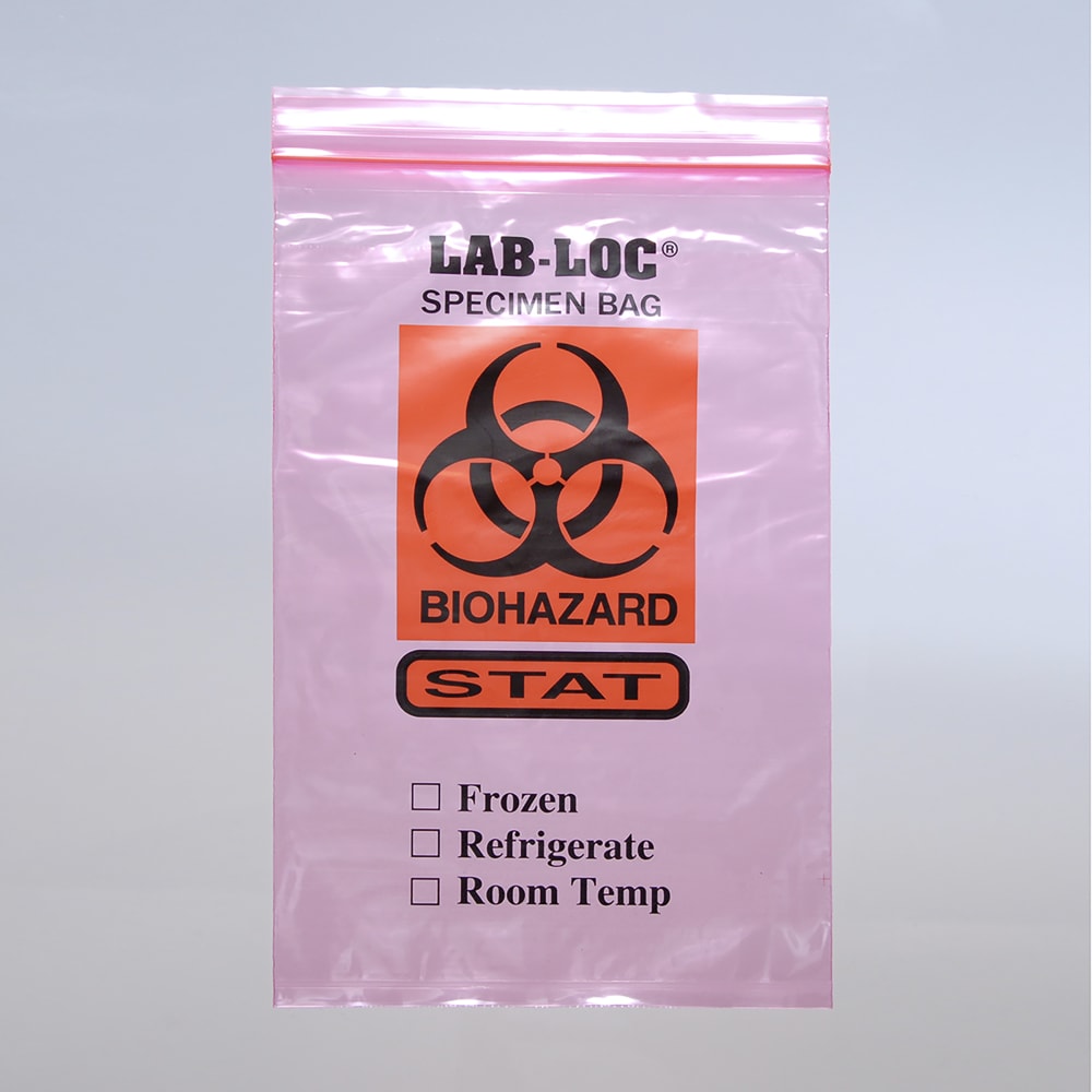 909-F20609STATSNR Seal-N-Rip® Specimen Transfer Bag w/ Zipper Seal - 6" x 9", LDPE, Pur...