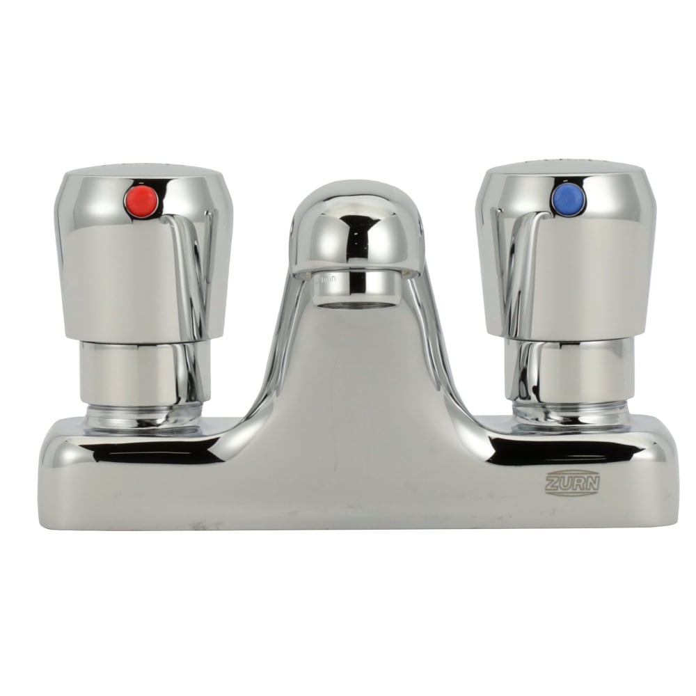 Zurn Industries Z86500-XL Deck Mount Metering Faucet w/ 4 1/4" Cast Spout & Push Button Caps - 1.0 gpm Spray Outlet