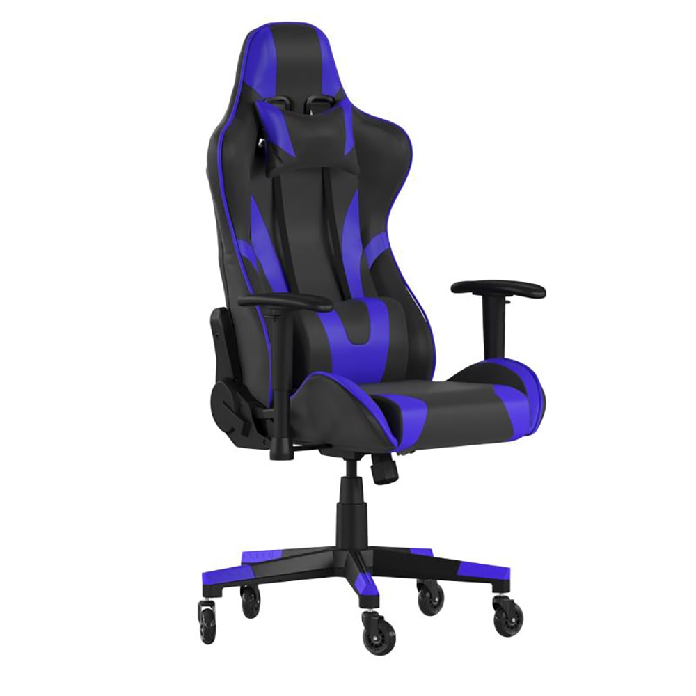 916-CH1872301BLRLBGG Swivel Gaming Chair - LeatherSoft Back & Seat, Black/Blue