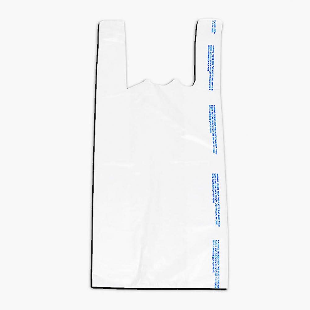 909-CT1621W Plastronic® T-Shirt Bag w/ Handle - 21"L x 10"W x 6" SG, 0.6 mil HDPE,...