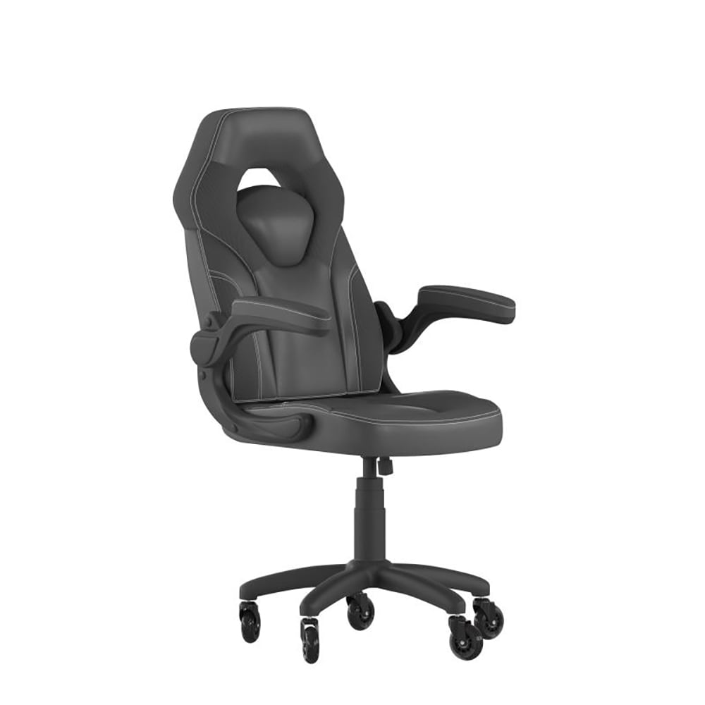916-CH00095BKRLBGG Swivel Gaming Chair w/ Black LeatherSoft Back & Seat - Black Base w/ Rolle...