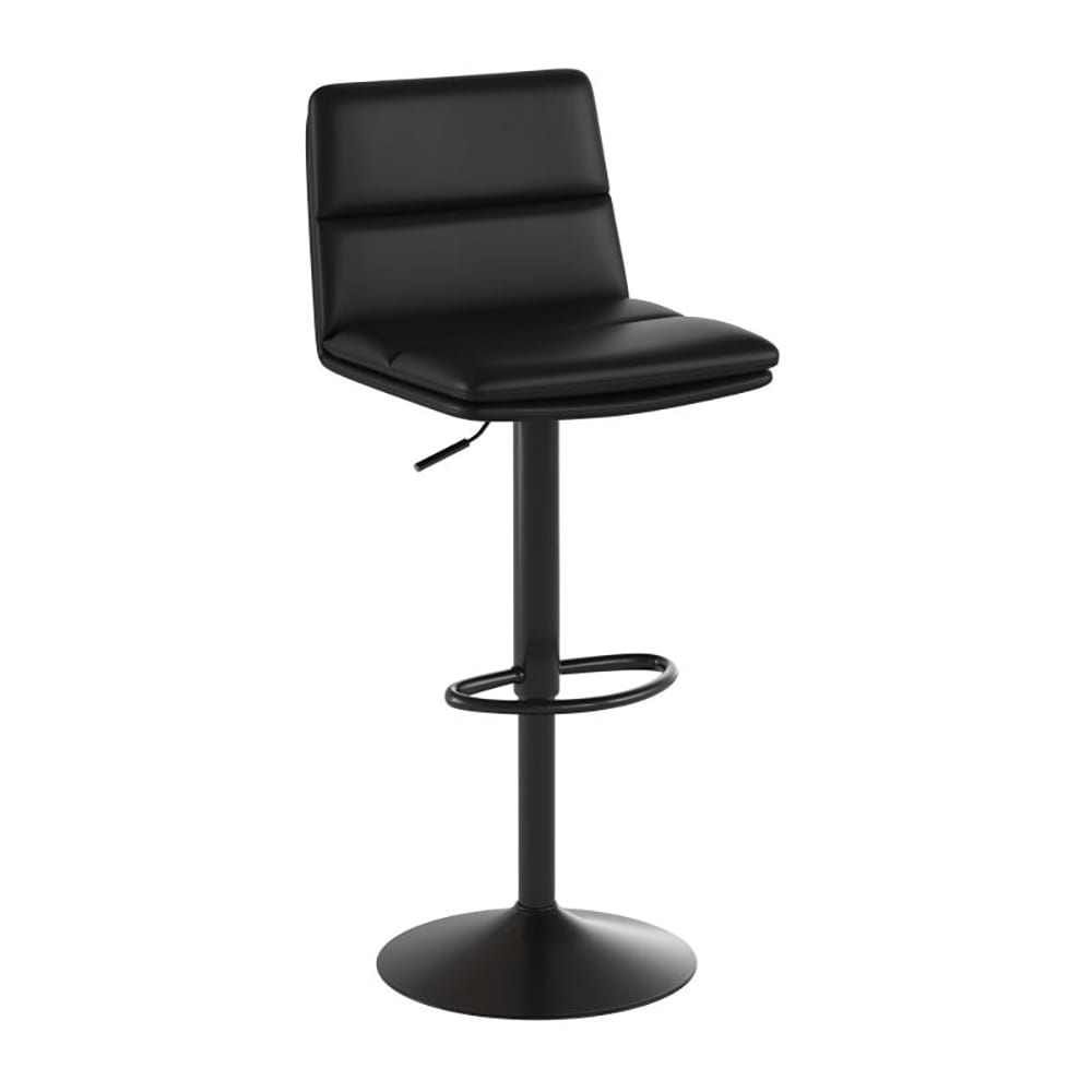 916-CH202071BKGG Swivel Bar Stool w/ Black LeatherSoft Upholstered Back & Seat, Black