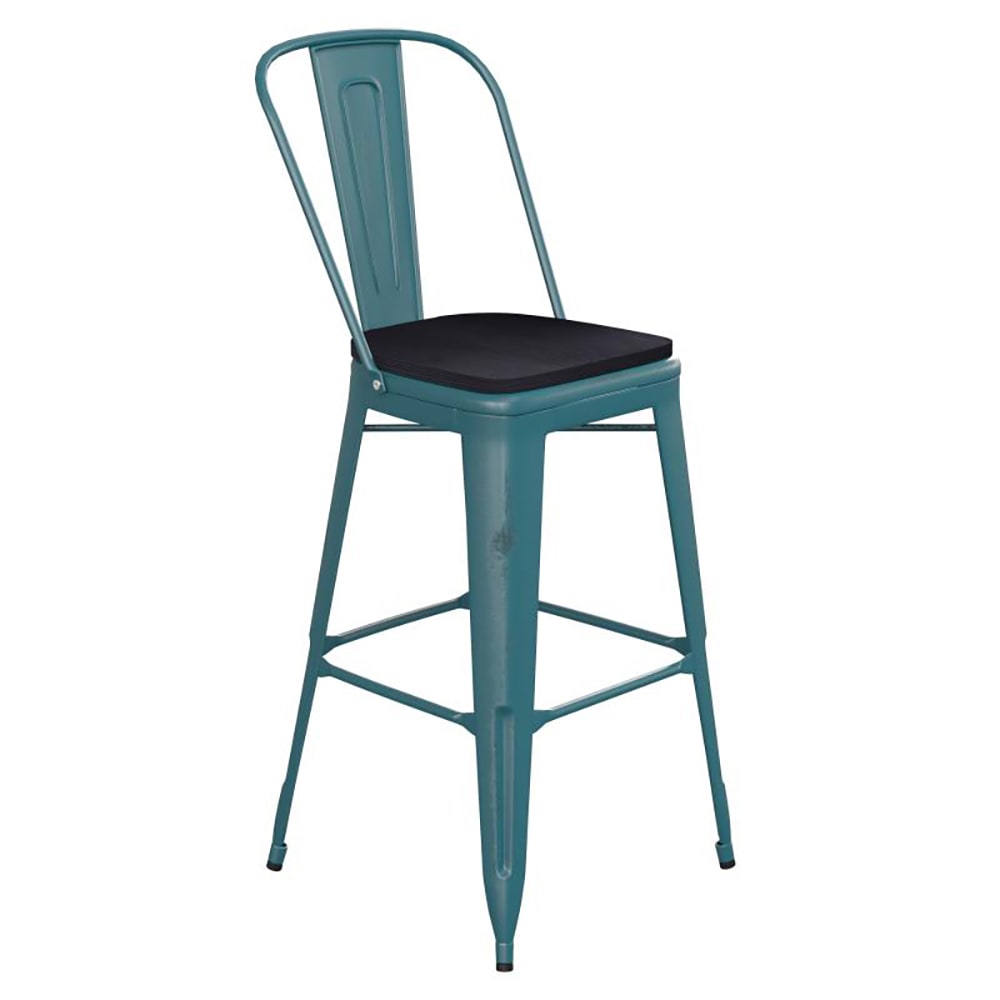 916-ET353430KBPL1BGG Counter Height Bar Stool w/ Curved Back & 30" Wood Seat, High Kelly...