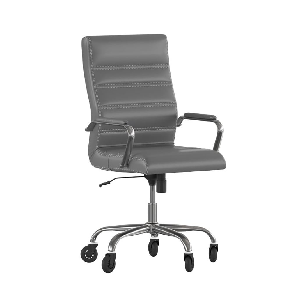 916-GO2286HGRRLBGG Swivel Office Chair w/ High Back - Gray LeatherSoft Upholstery, Chrome