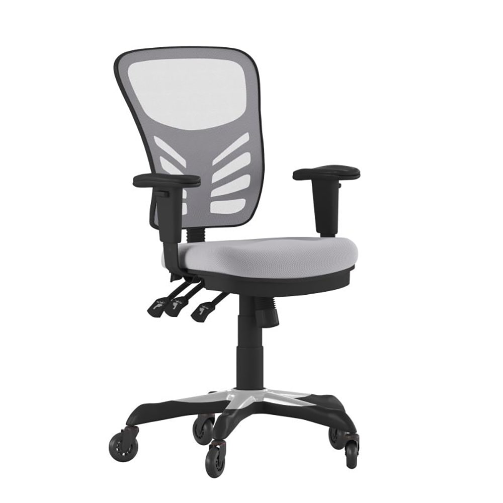 916-HL0001GYRLBGG Swivel Office Chair w/ Mid Back & Roller Wheels - Gray Mesh Back & Seat