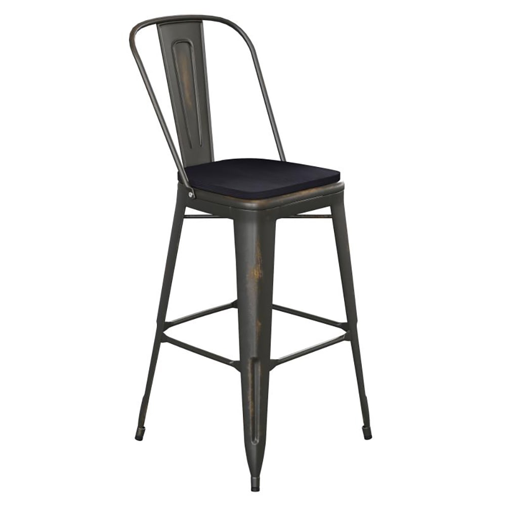 916-ET353430COPPL1B Counter Height Bar Stool w/ Curved Back & 30" Wood Seat, Copper