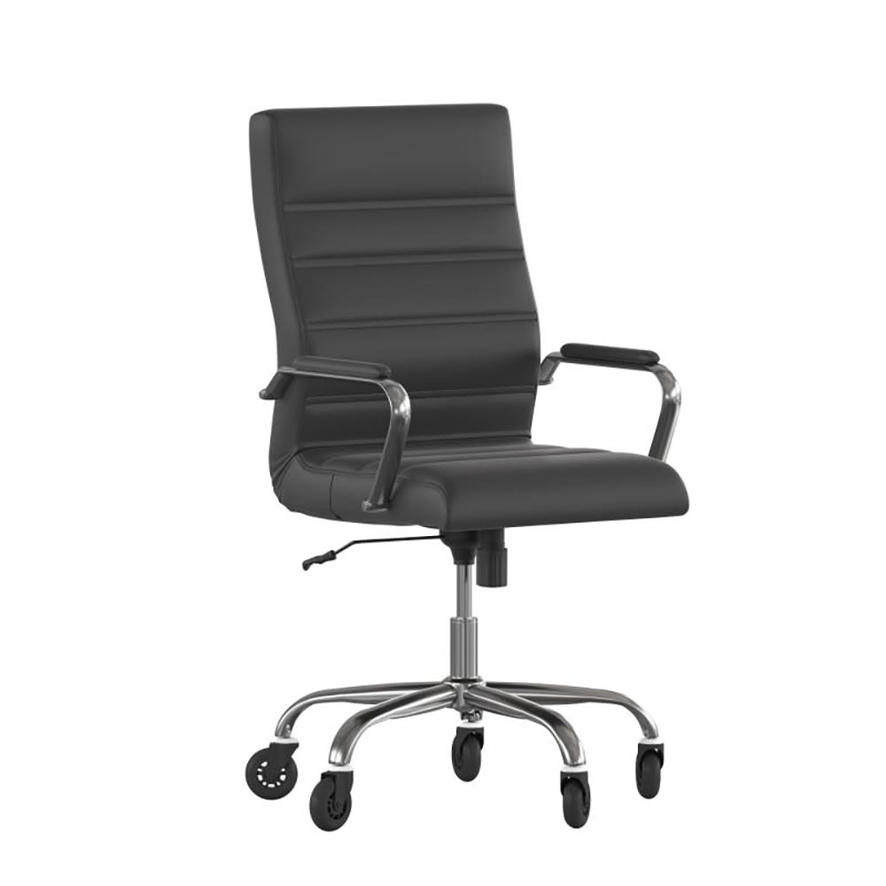 916-GO2286HBKRLBGG Swivel Office Chair w/ High Back - Black LeatherSoft Upholstery, Chrome