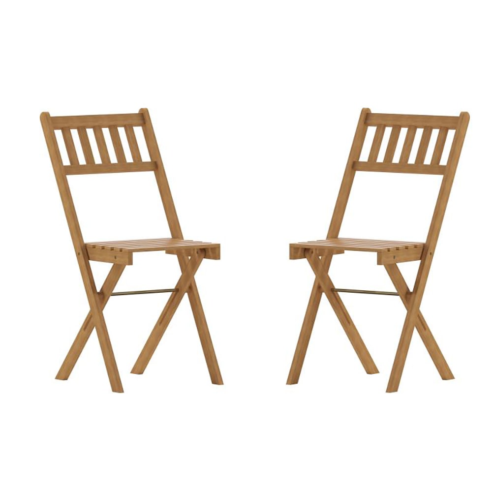 Flash Furniture THBC1244NATGG Folding Patio Bistro Chair w/ Slatted