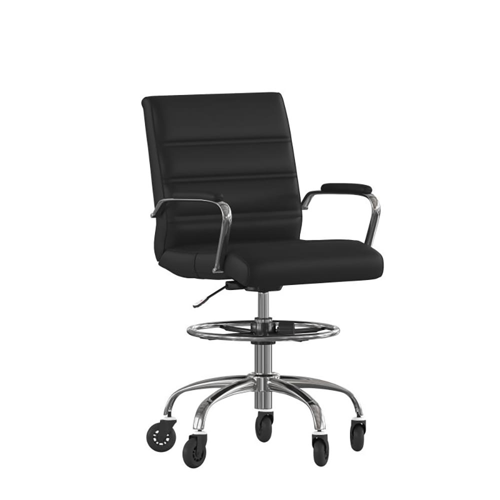 916-GO2286BBKRLBGG Swivel Office Chair w/ Mid Back - Black LeatherSoft Upholstery, Chrome