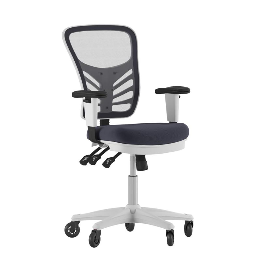 916-HL0001WHDKGYRLB Swivel Office Chair w/ Mid Back & Roller Wheels - Dark Gray Mesh Back &am...