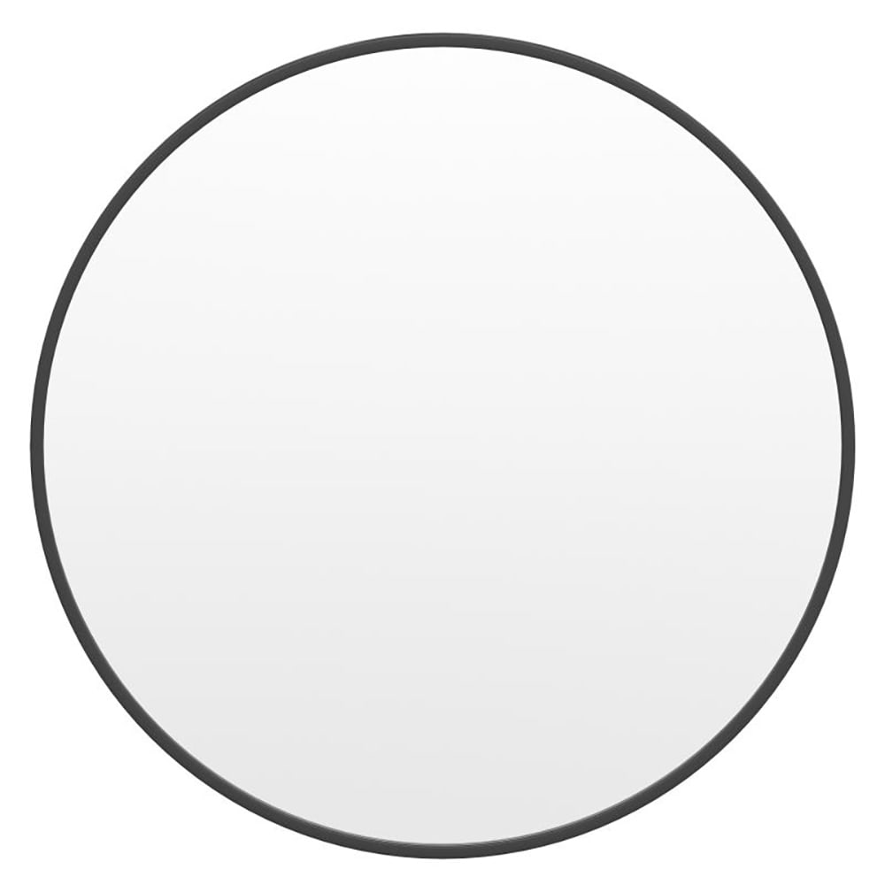 916-HFKHD0G8812315GG 30" Round Large Accent Wall Mirror, Metal, Black