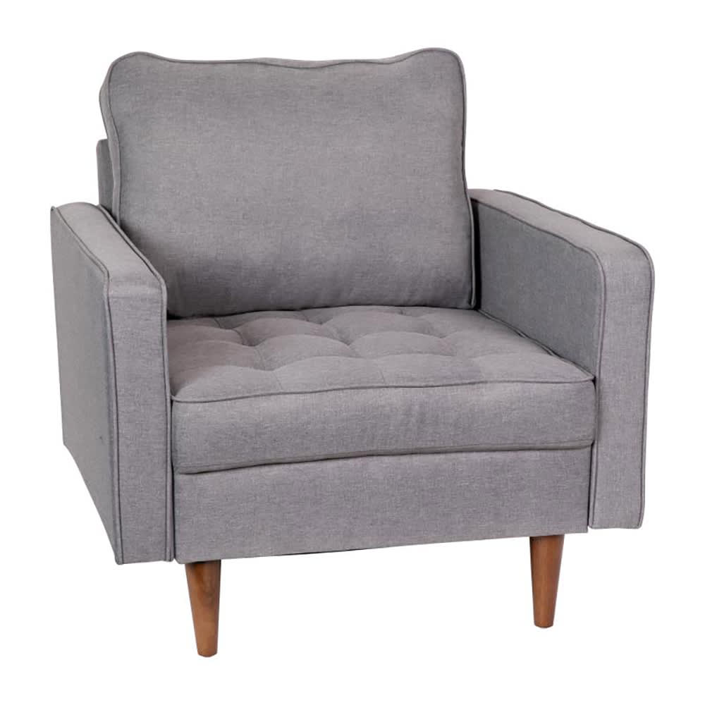 916-ISPC100GYGG Arm Chair - Gray Fabric Upholstery, Wood Legs