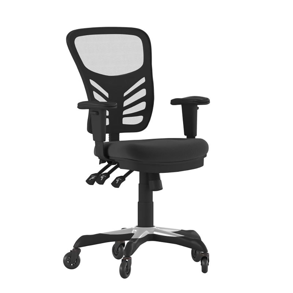916-HL0001RLBGG Swivel Office Chair w/ Mid Back & Roller Wheels - Black Mesh Back & Seat