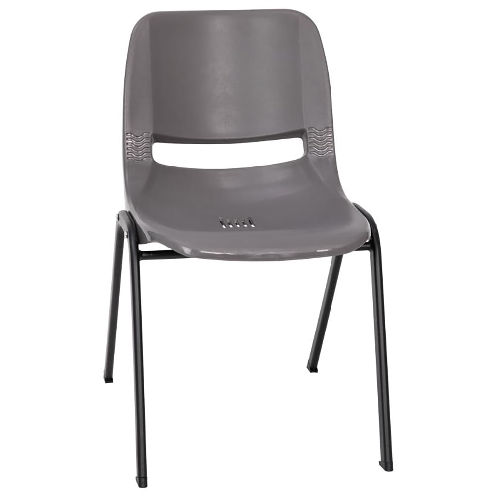 916-RUT16PDRGYGG Stacking Student Shell Chair - Gray Plastic Seat, Black Metal
