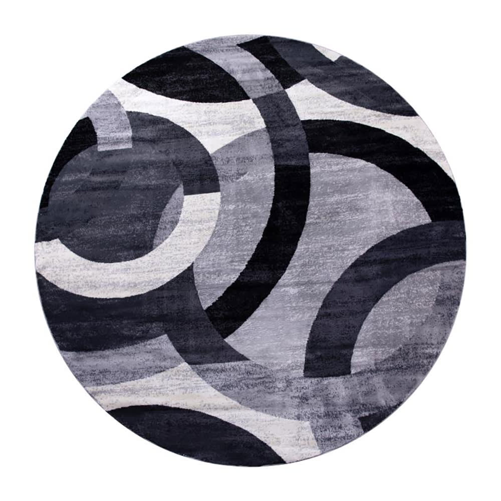 916-YKF968AD9276I8R Olefin Fiber Floor Mat, Stain Resistant - 8' x 8', Black/Gray