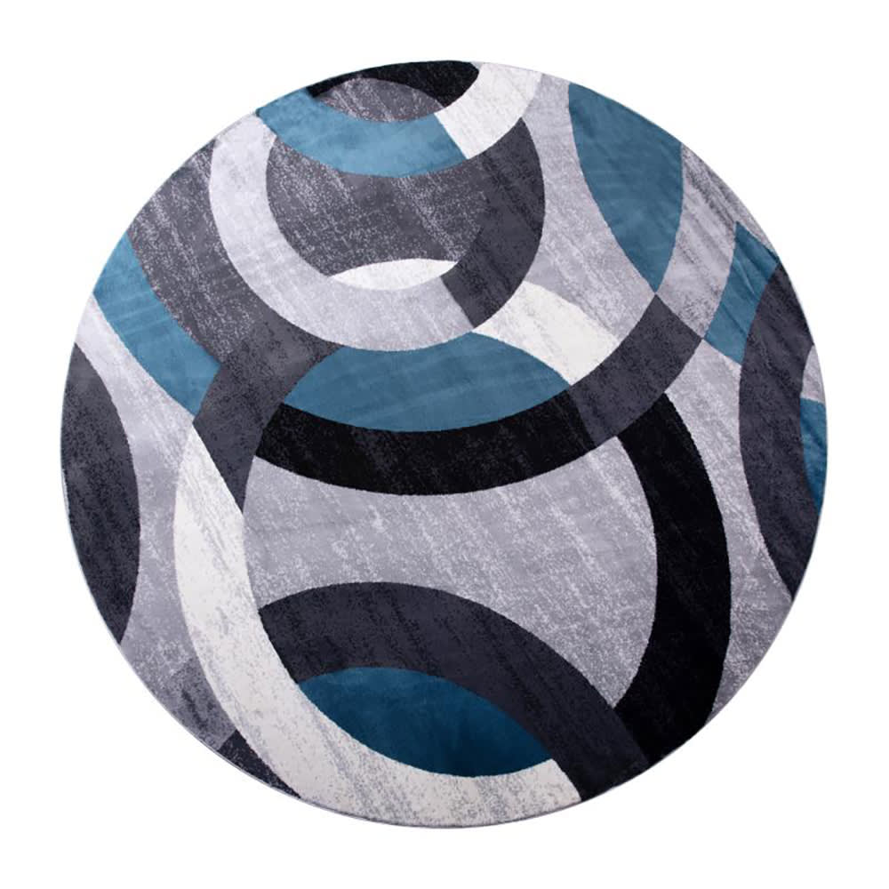 916-YKF968BD98265RBL Olefin Fiber Floor Mat, Stain Resistant - 5' x 5', Blue/Gray