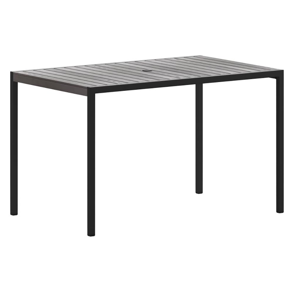 916-XUDGUH3048GYGG Rectangular Outdoor Dining Table w/ Umbrella Holder - Steel, Gray