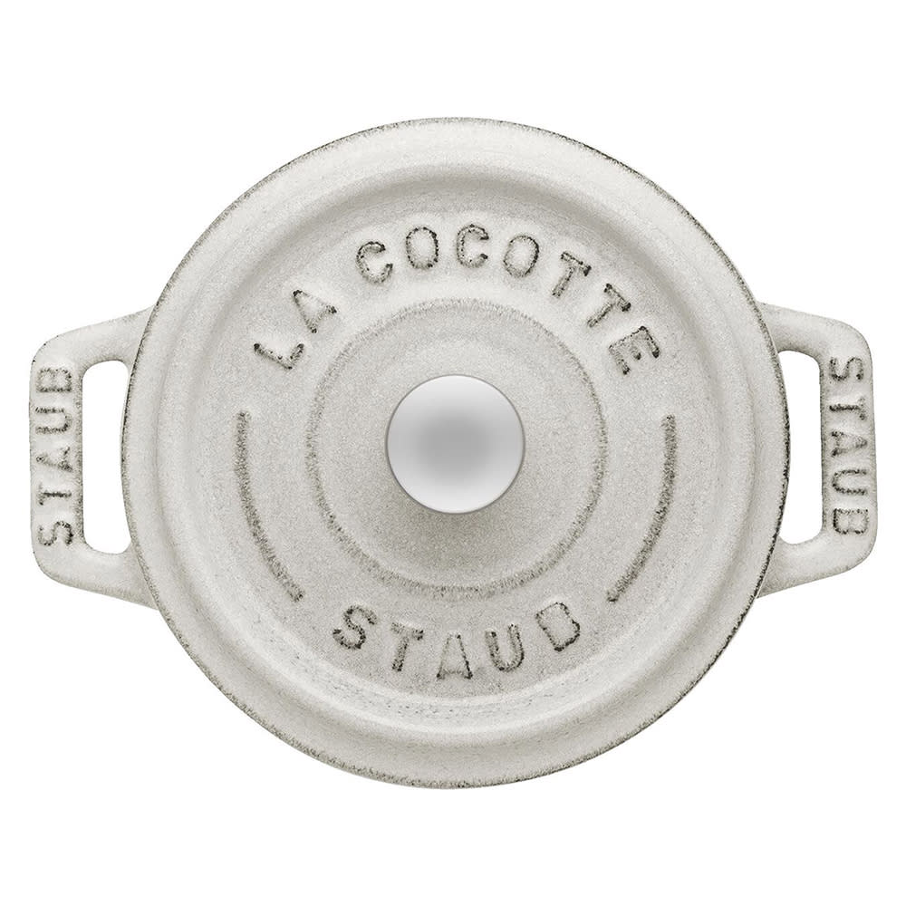 103-11010107 Mini Round La Cocotte w/ 1/4 qt Capacity & Enamel Coated Cast Iron, White Truffl...