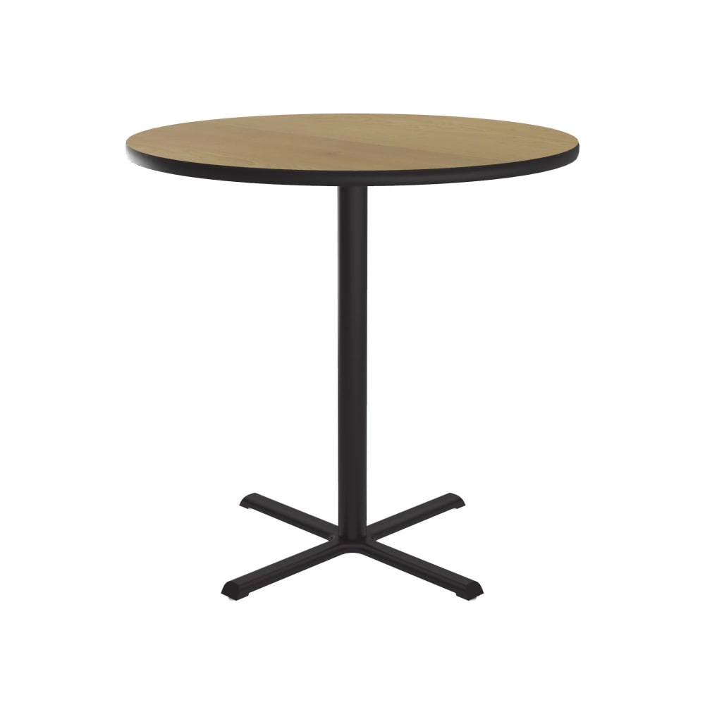228-BXB48R16 48" Round Bar Height Table - Fusion Maple Laminate Top, Cast Iron Base