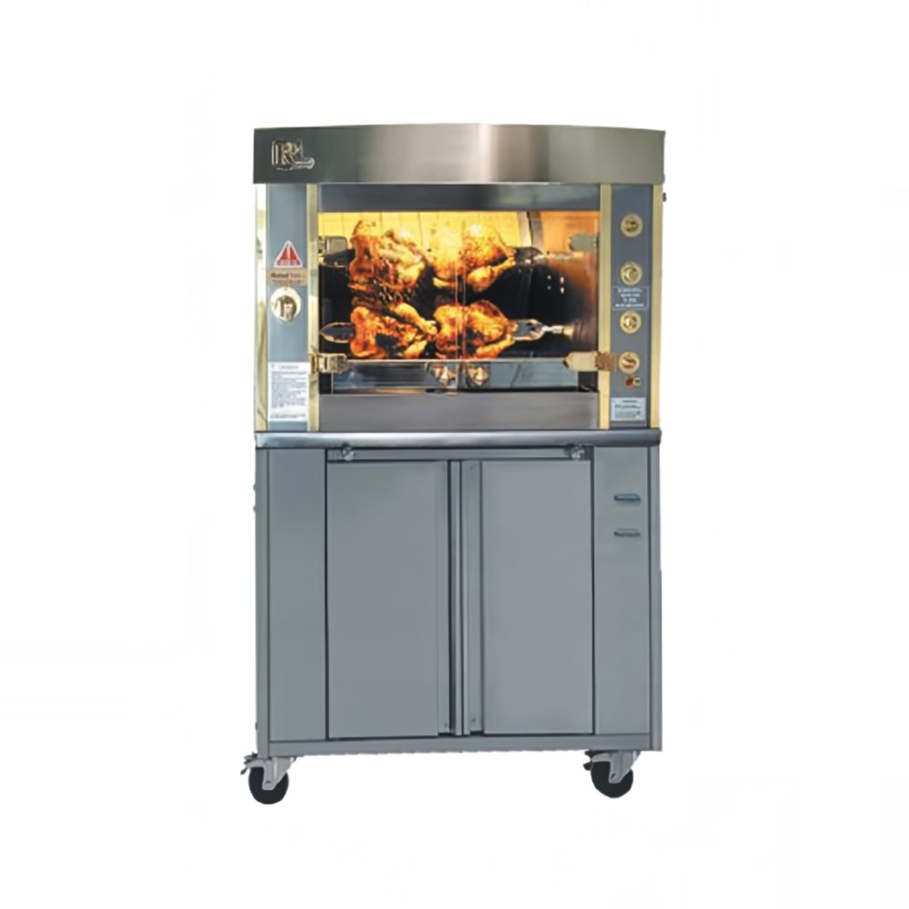 Rotisol USA GF975-ELEGANCE-SSP Gas 2 Spit Commercial Rotisserie w/ 6 Bird Capacity, Natural Gas