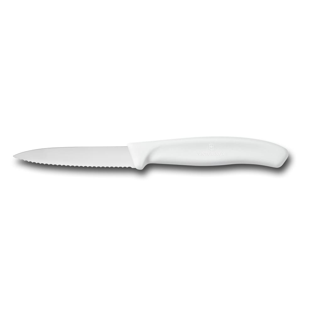 Victorinox - Swiss Army 6.7637 Wavy Paring Knife w/ 3 1/4" Blade, White Polypropylene Handle