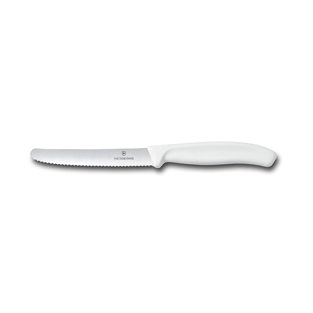 Victorinox - Swiss Army 6.7837 Serrated Steak Knife w/ 4 1/2" Blade, White Plastic Nylon Handle