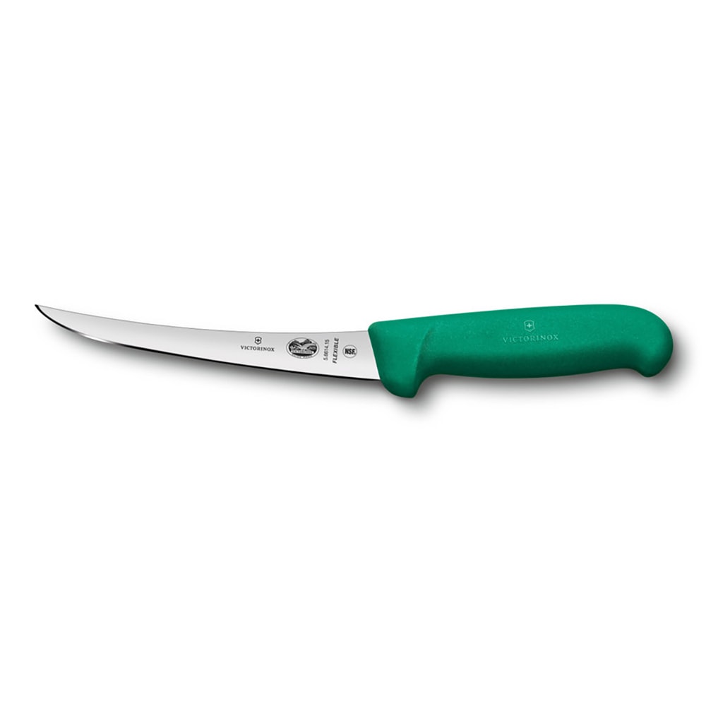 Victorinox - Swiss Army 5.6614.15 Curved Flexible Boning Knife w/ 6" Blade, Green Fibrox® Pro Handle