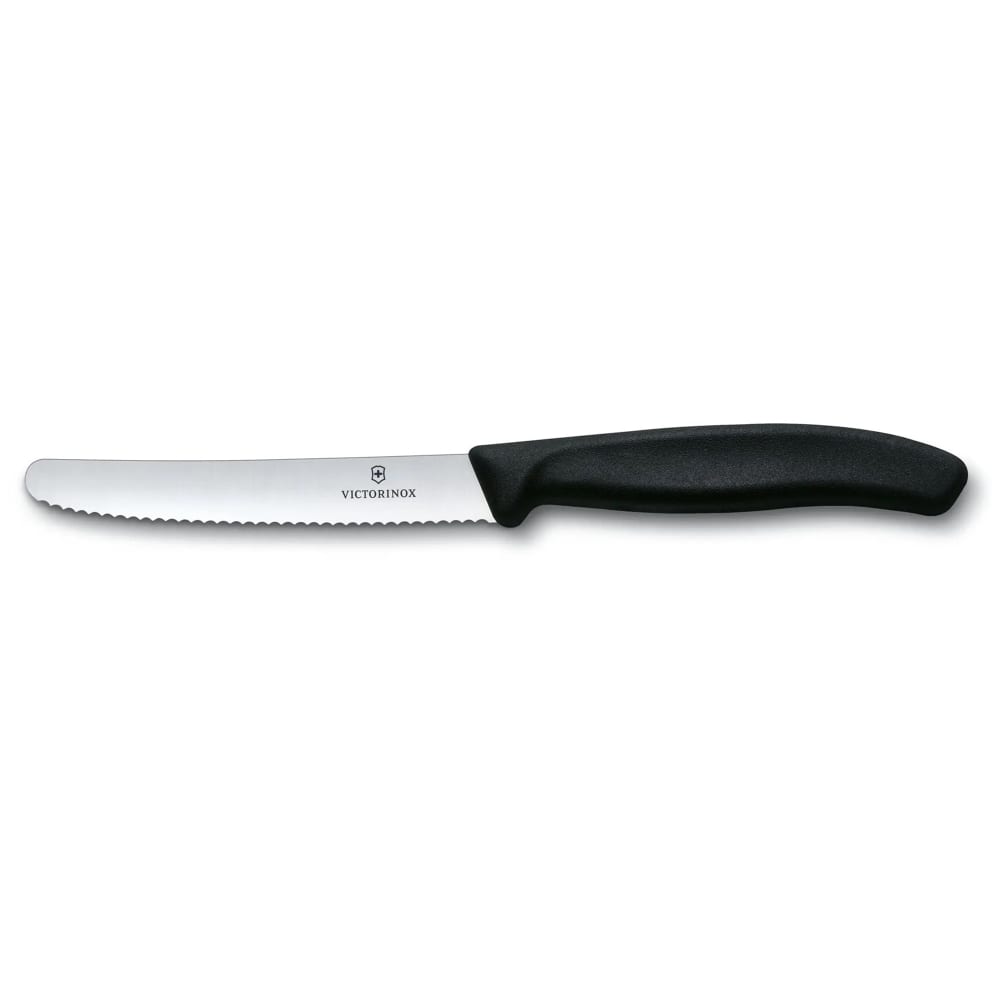 Victorinox - Swiss Army 6.7833 Serrated Steak Knife w/ 4 1/2" Blade, Black Plastic Nylon Handle