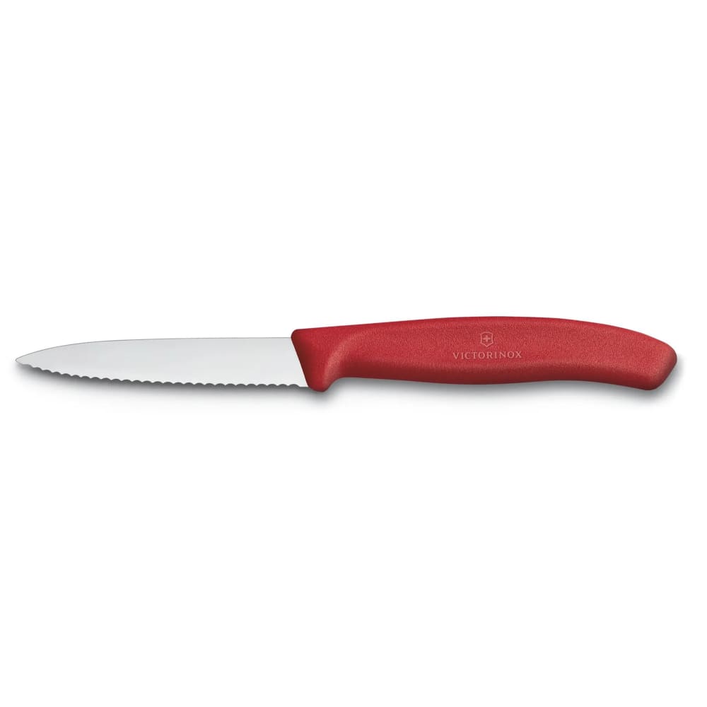 Victorinox - Swiss Army 6.7631 Wavy Paring Knife w/ 3 1/4" Blade, Red Polypropylene Handle