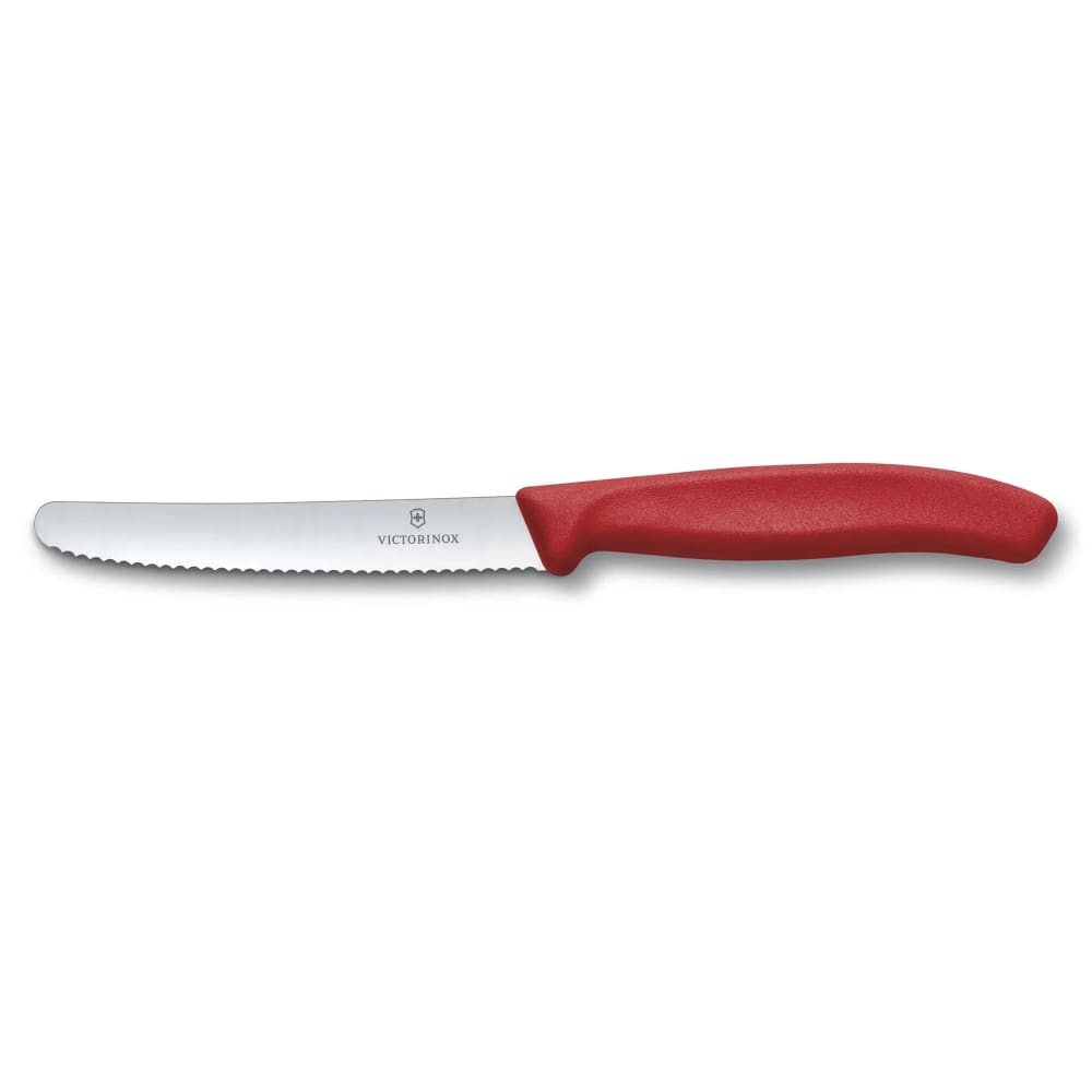 Victorinox - Swiss Army 6.7831 Serrated Steak Knife w/ 4 1/2" Blade, Red Plastic Nylon Handle