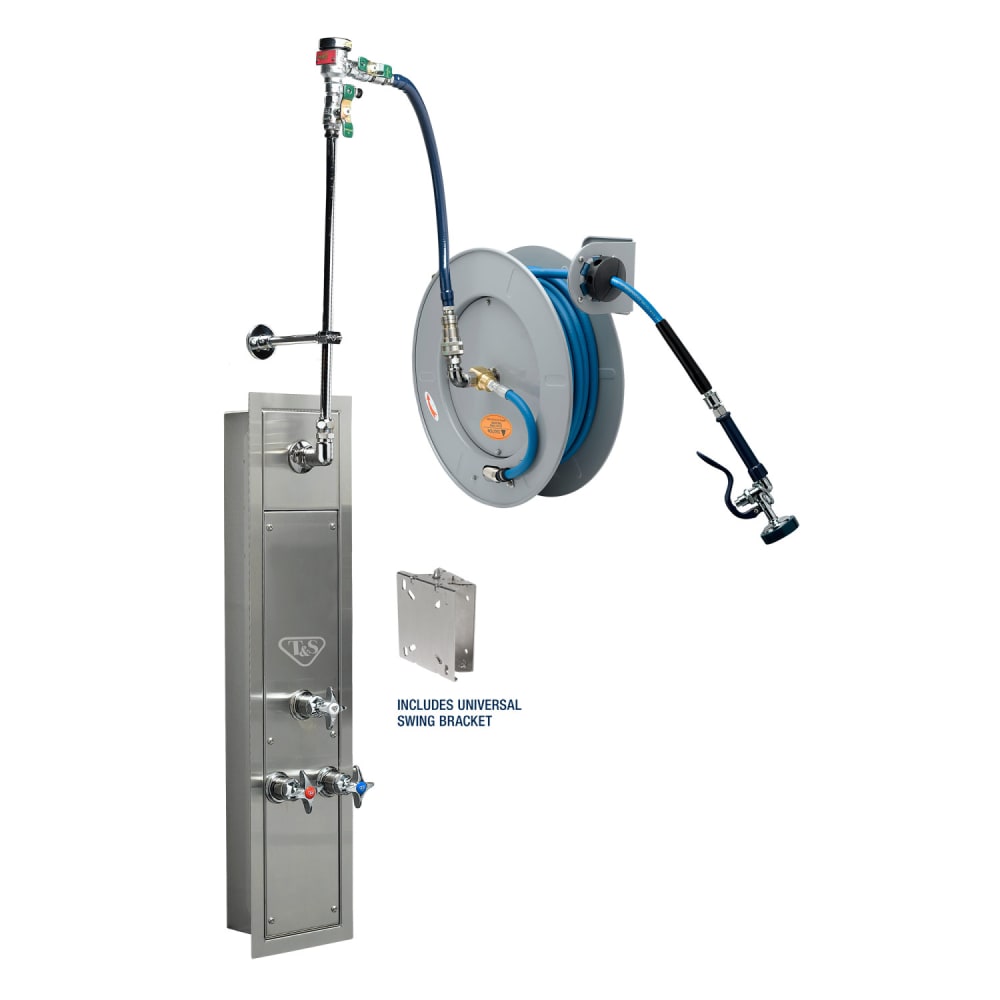 064-B7242U01WS7BC 50 ft Recess -Mount Hose Reel Cabinet w/ Bottom Inlets & 50' Open Stai...