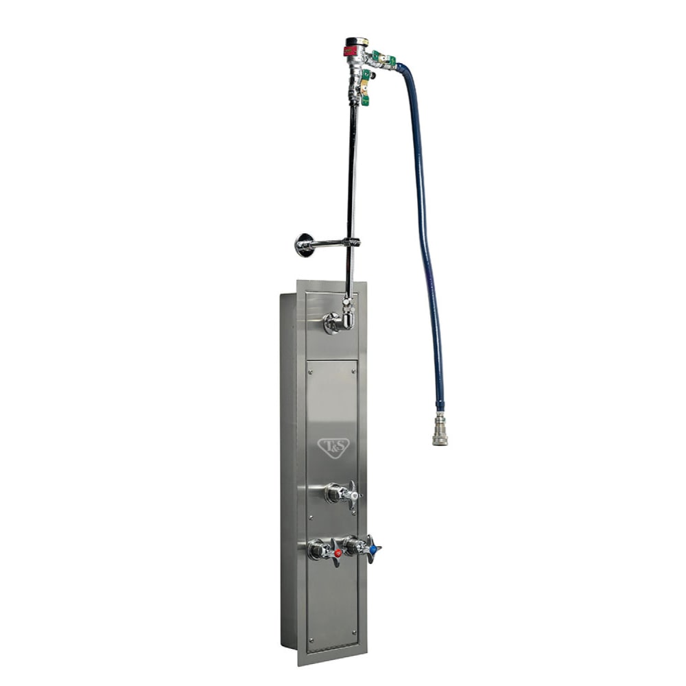 064-B1460RMTCR Recess-Mount Hose Reel Cabinet & Flange w/ Top Inlets, Cerama Cartridges, Stai...