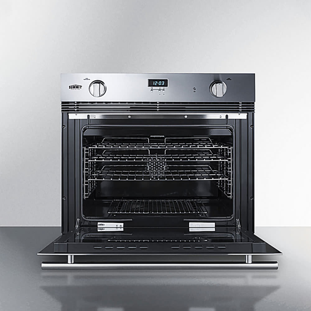 Summit SGWOGD30 30" Gas Wall Oven w/ Glass Door Stainless Steel, Convertible